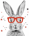 Królik w czerwonych okularach naklejka na ścianę dla dzieci Mała Pracownia