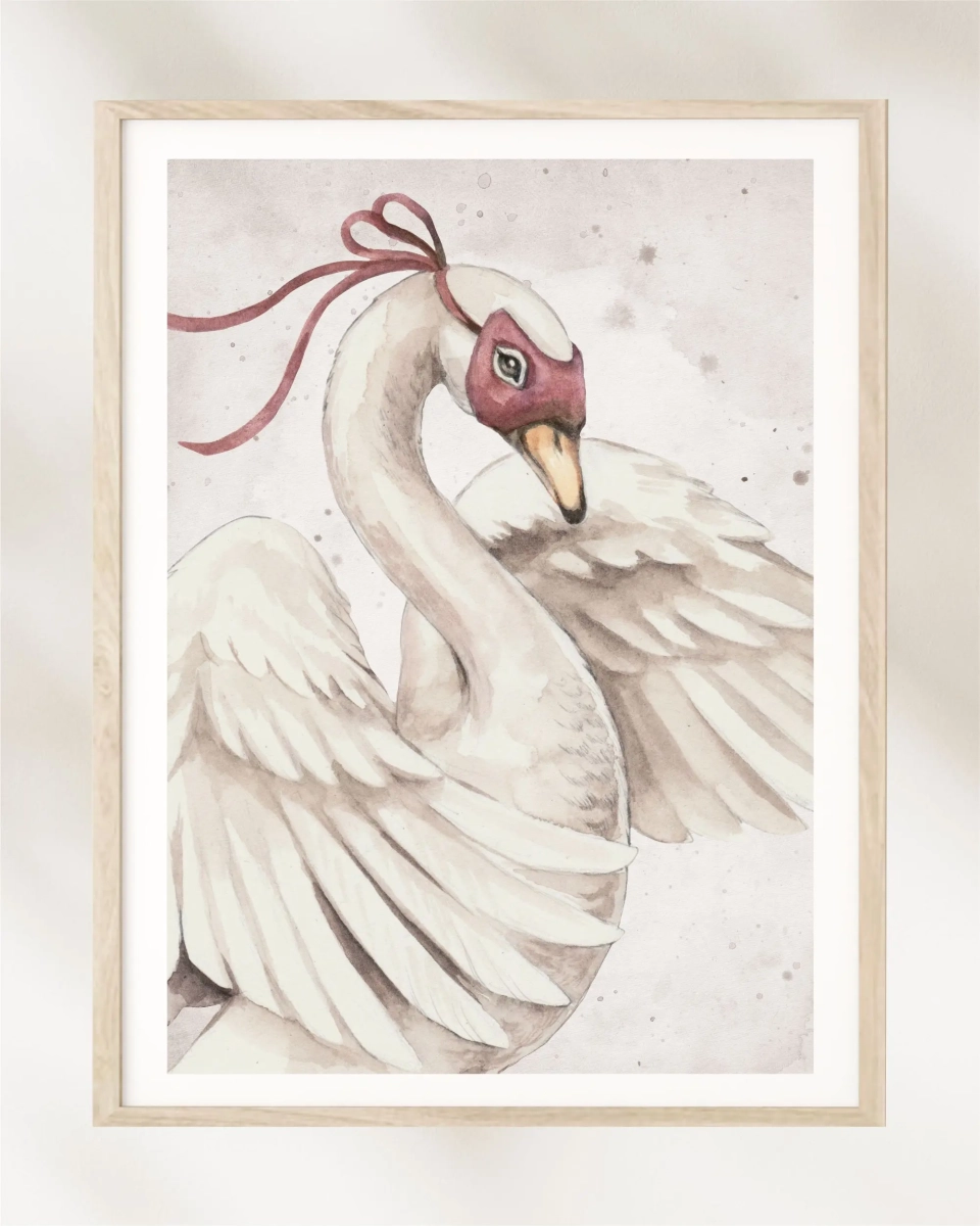 Dekoracja ścienna z łabędziem w stylu retro