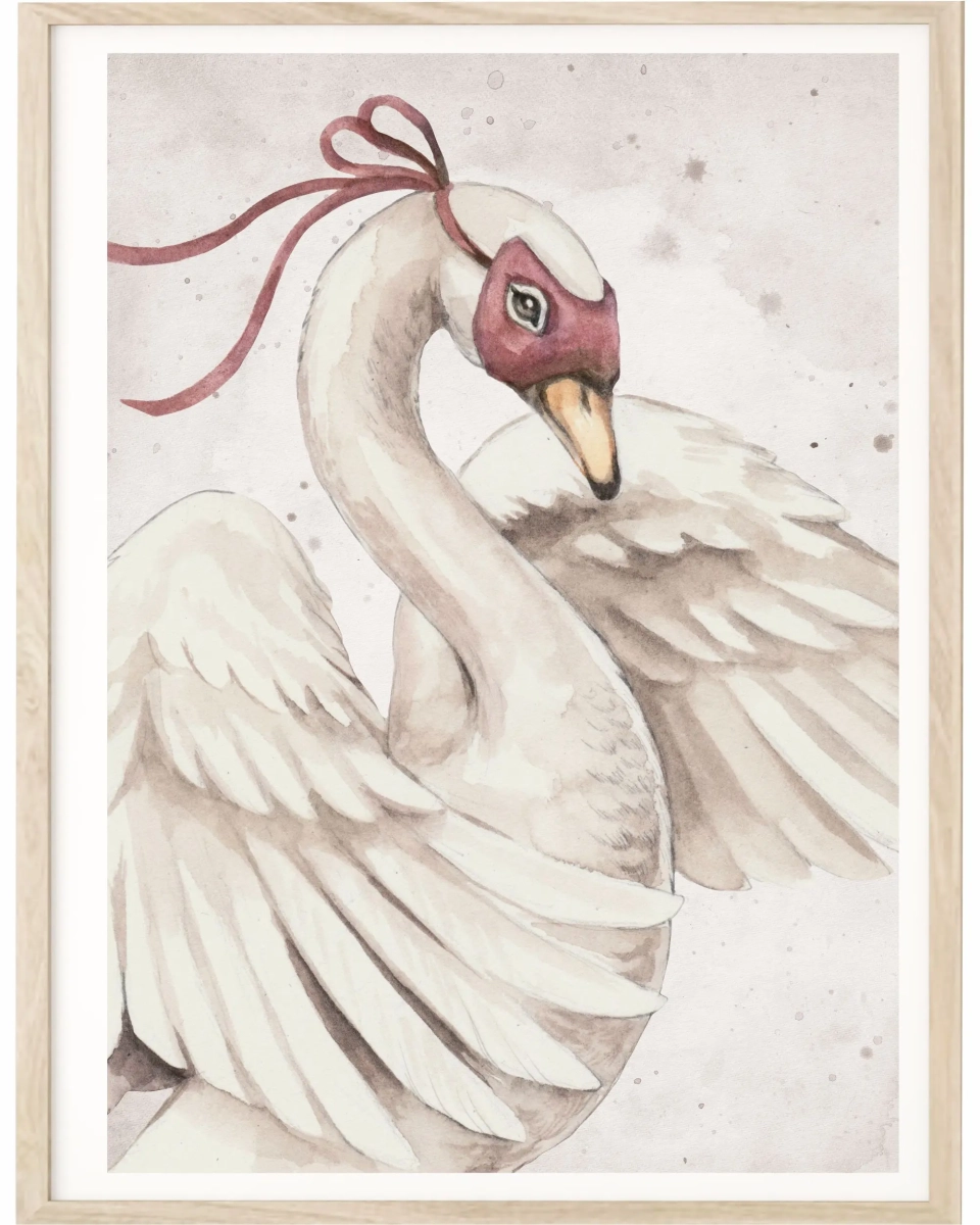 Plakat łabędź w masce Swan Vintage do pokoju dziecka w stylu retro