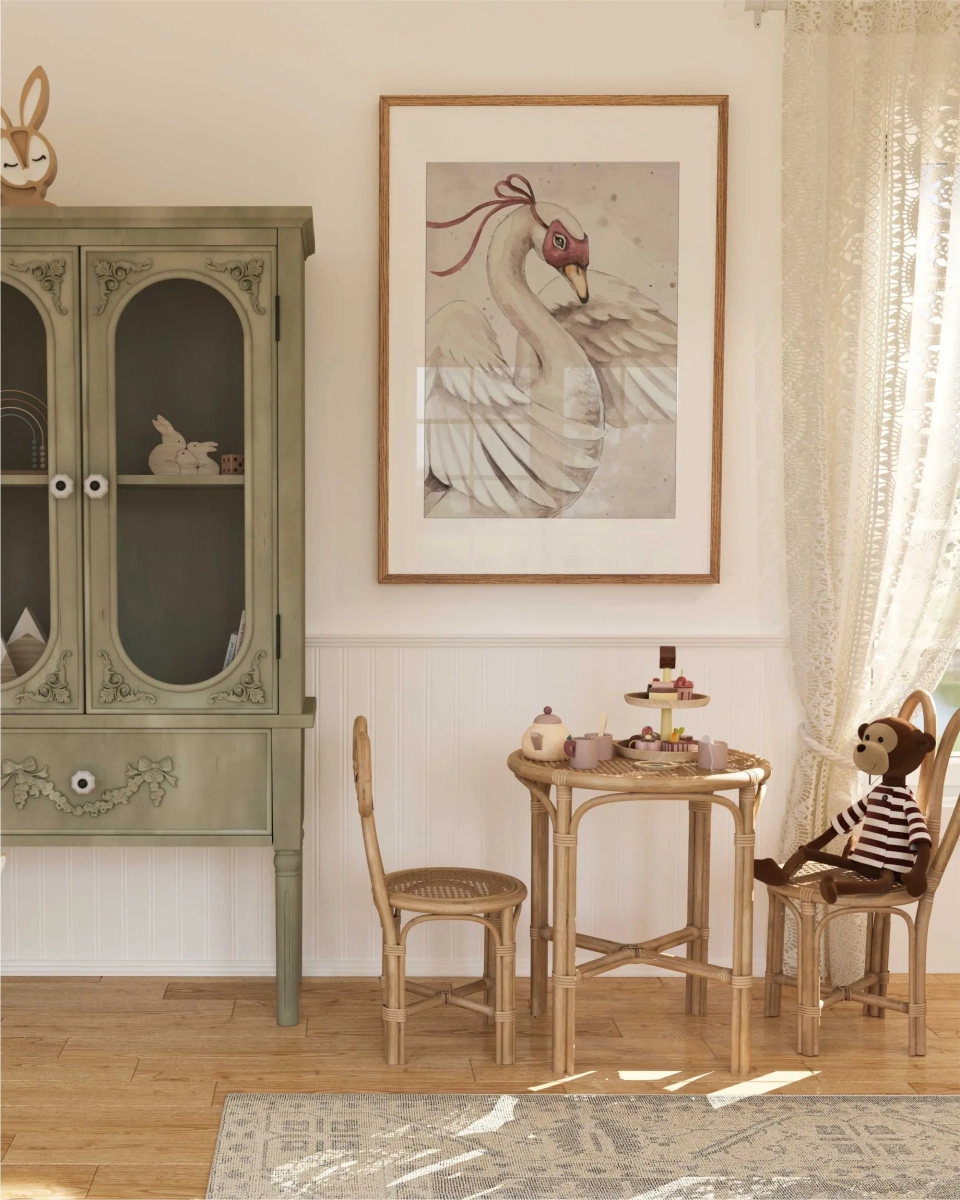 Plakat łabędź w masce Swan Vintage Mała Pracownia autorski wzór