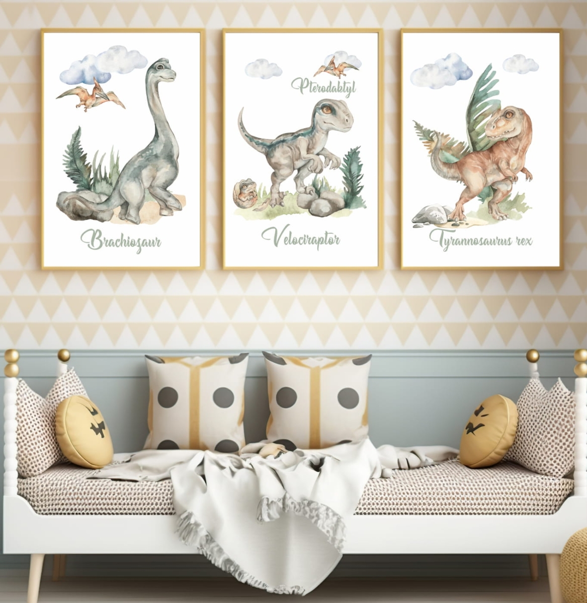 Plakat dinozaury akwarela Mała Pracownia