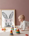 Plakat królik w różowych okularach – plakat na ścianę dla dzieci Mała Pracownia