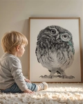 Plakat Sowa w monoklu – stylowa ilustracja do pokoju dziecka | Mała Pracownia