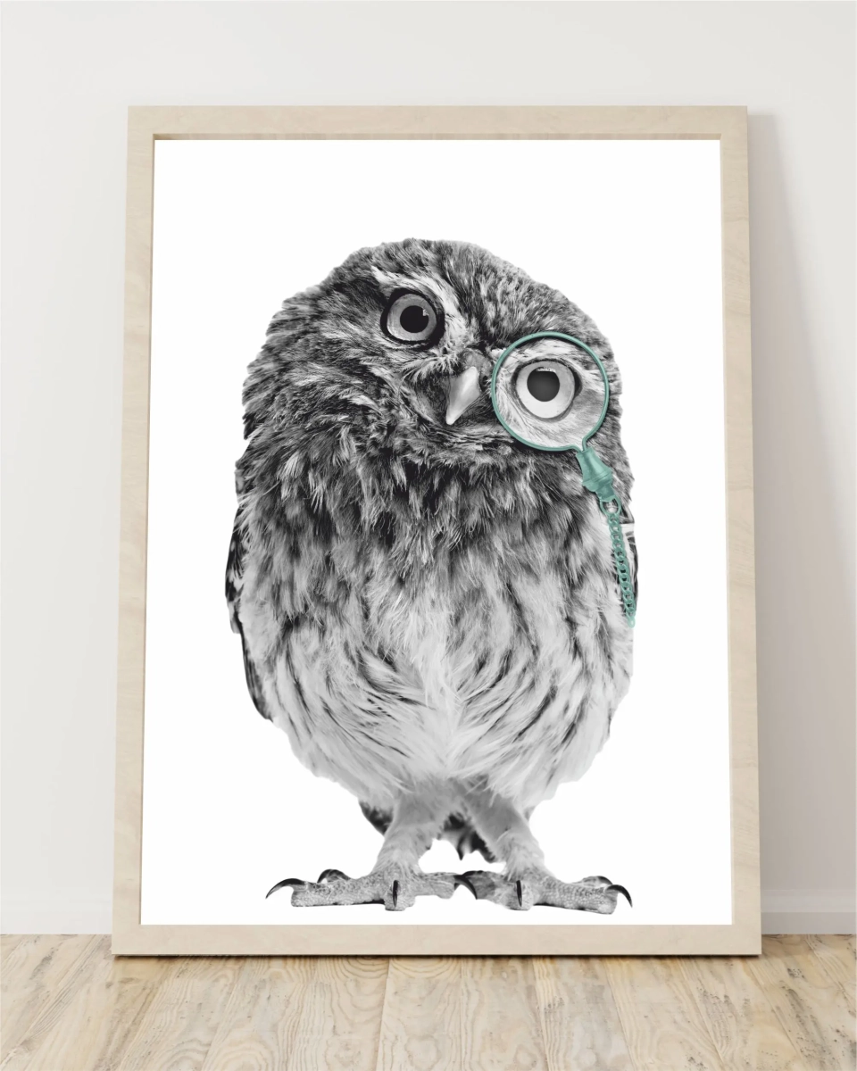 Plakat boho z sową – delikatna ozdoba na ścianę dziecięcą