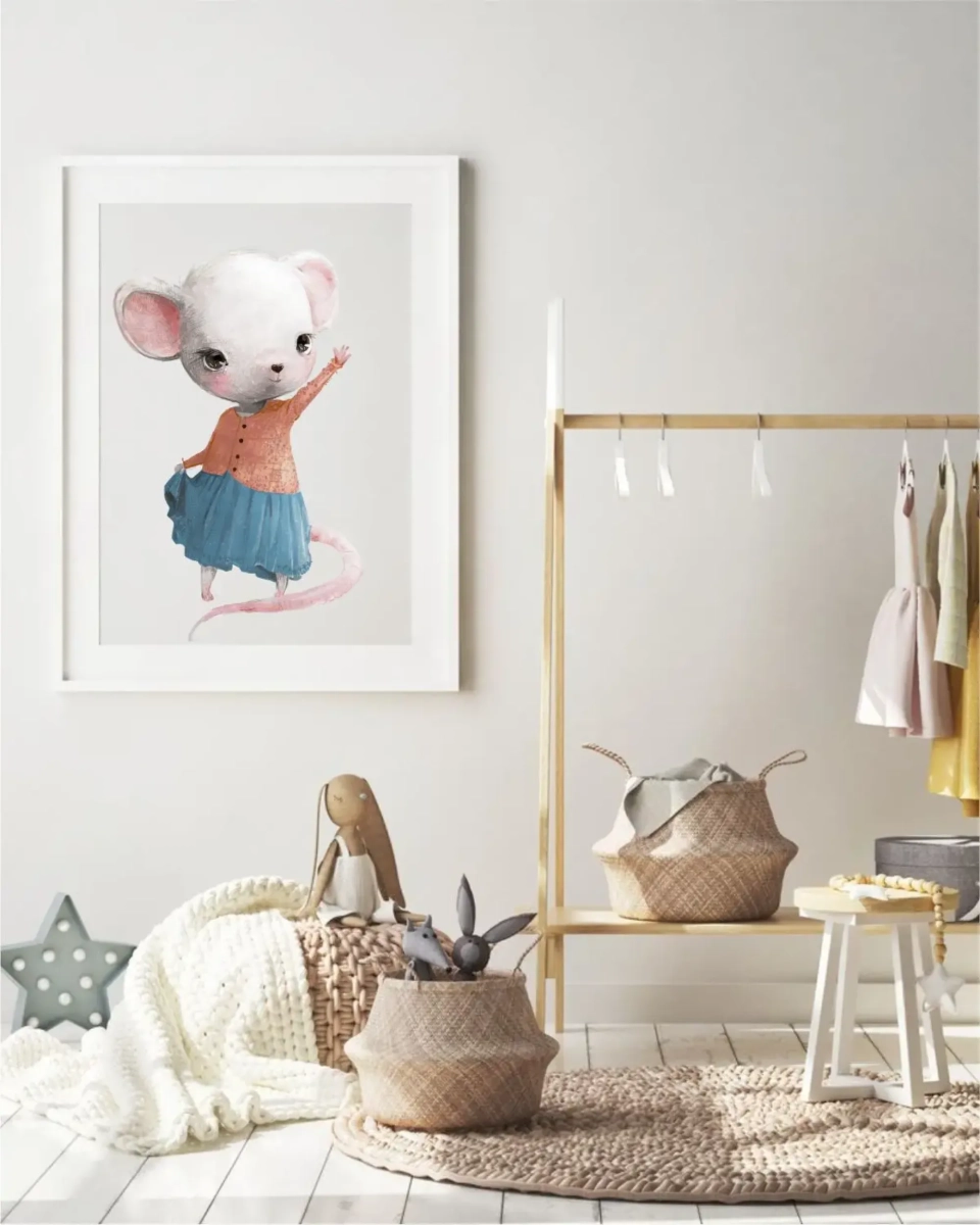 Myszka w spódniczce – dekoracja ścienna do pokoju dziecka | Mała Pracownia