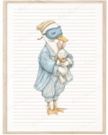 Pastelowy plakat Gąska w masce i piżamce – ilustracja dla dzieci w stylu retro | Mała Pracownia
