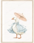 Gąska z parasolką – delikatny plakat do pokoju dziecka w kolorach beżu i błękitu | Mała Pracownia