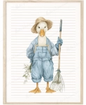 Pastelowy plakat Gąska ogrodnik – ilustracja dla dzieci w stylu retro | Mała Pracownia