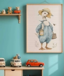 Plakat Gąska pszczelarz – pastelowa dekoracja ścienna dla dzieci | Mała Pracownia