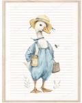 Pastelowy plakat Gąska pszczelarz z miodem – ilustracja dla dzieci w stylu retro | Mała Pracownia
