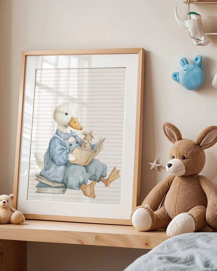 Gąska z książeczką i króliczkiem – pastelowa dekoracja pokoju dziecka | Mała Pracownia