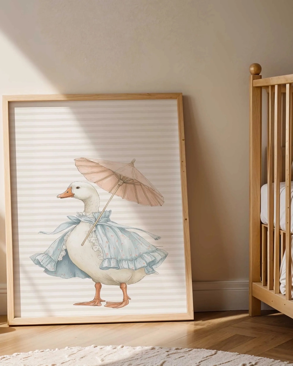 Plakat Gąska z parasolką – pastelowa dekoracja ścienna dla dzieci | Mała Pracownia