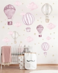 Pastelowe balony i chmurki naklejka na ścianę dla dzieci – Mała Pracownia
