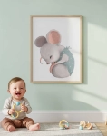 Plakat Myszka w turkusowej sukience na ścianę dla dzieci – Mała Pracownia