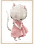 Plakat Kotek w sukience na ścianę dla dziewczynki – Mała Pracownia