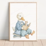 Plakat Gąska z książeczką i króliczkiem – naklejka na ścianę dla dzieci | Mała Pracownia