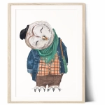 Plakat na ścianę dla dzieci z sową retro – dekoracja w stylu boho – Mała Pracownia