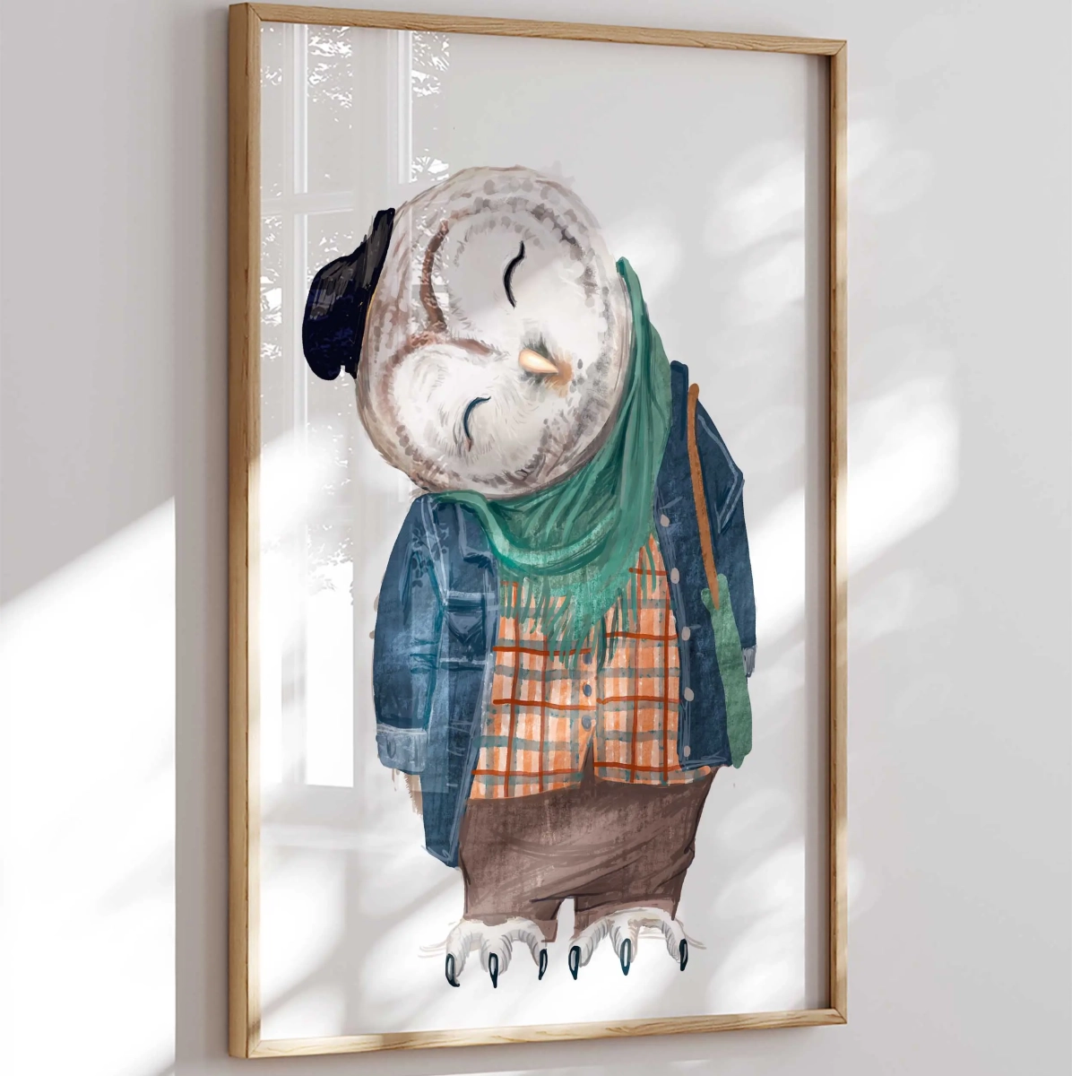 Plakat Sowa retro – urocza ilustracja do pokoju dziecka – Mała Pracownia