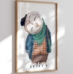 Plakat Sowa retro – urocza ilustracja do pokoju dziecka – Mała Pracownia