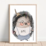 Plakat Jeżyk w okularach – dla dziewczynki lub chłopca – Mała Pracownia