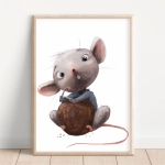 Plakat Myszka z kokosem – idealny dla dziewczynki lub chłopca – Mała Pracownia
