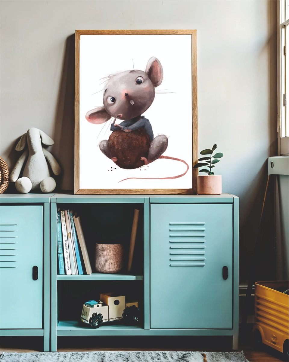 Plakat Myszka retro w stylu boho do pokoju dziecka – Mała Pracownia