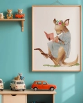 Plakat Kangurek z mamusią czytającą książeczkę na ścianę dla dzieci – Mała Pracownia