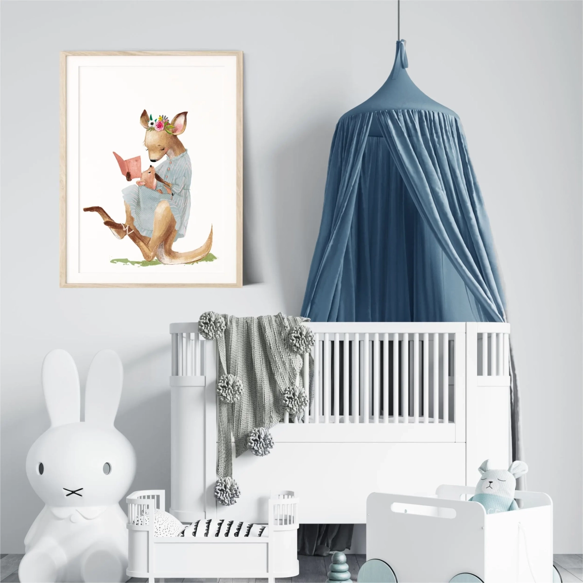 Uroczy plakat Kangurek z mamusią – dekoracja do pokoju dziecka – Mała Pracownia