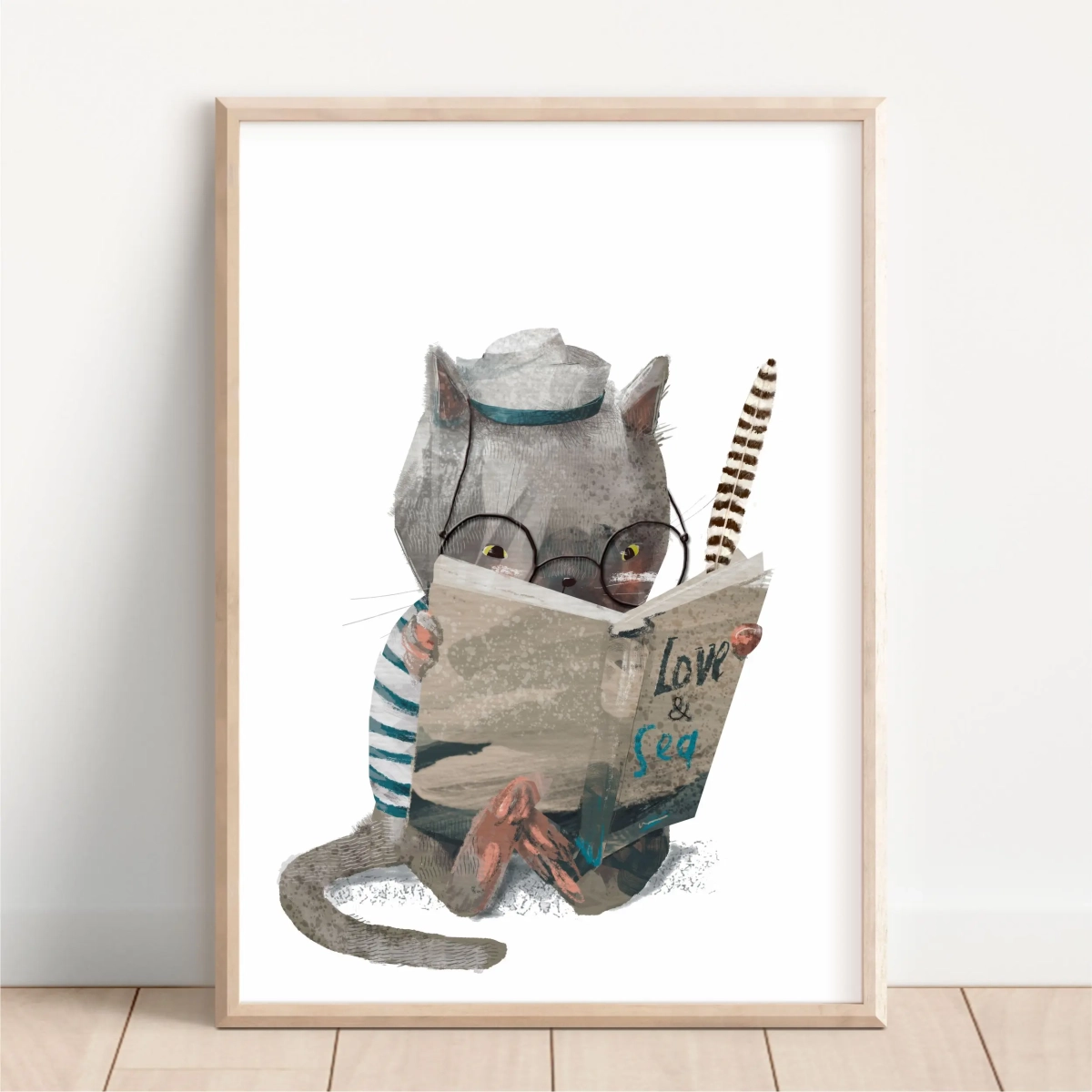 Plakat Kot marynarz retro dla dzieci – Mała Pracownia
