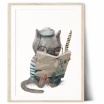 Akwarelowy plakat Kot marynarz – Mała Pracownia