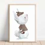 Plakat Króliczek Sherlock w stylu retro na ścianę dla dzieci – Mała Pracownia