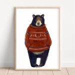 Plakat Miś w czerwonym sweterku na ścianę dla dzieci – Mała Pracownia