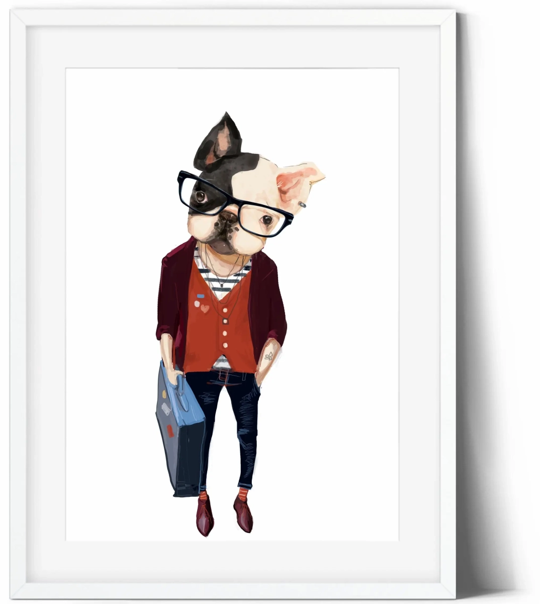 Buldog w swetrze – plakat retro dla dzieci – Mała Pracownia