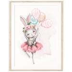 Dekoracja pokoju dziewczynki z motywem króliczka i balonów