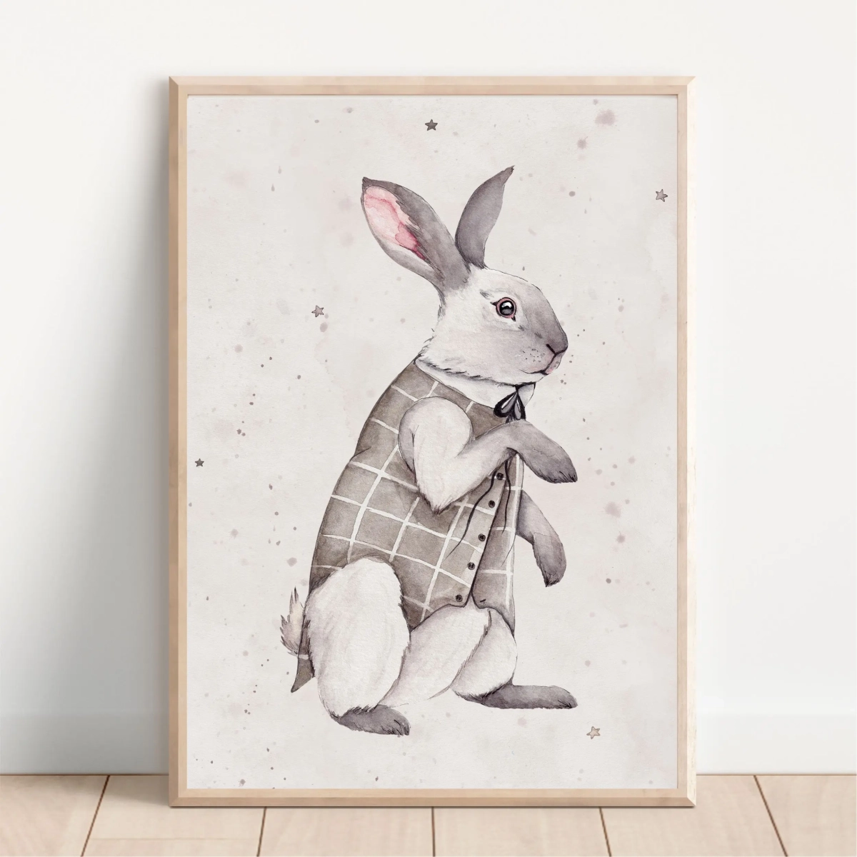 Króliczek retro w kamizelce – plakat na ścianę do pokoju dziecka | Mała Pracownia