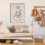 Plakat Króliczek retro w kamizelce – dekoracja ścienna dla dziewczynki | Mała Pracownia