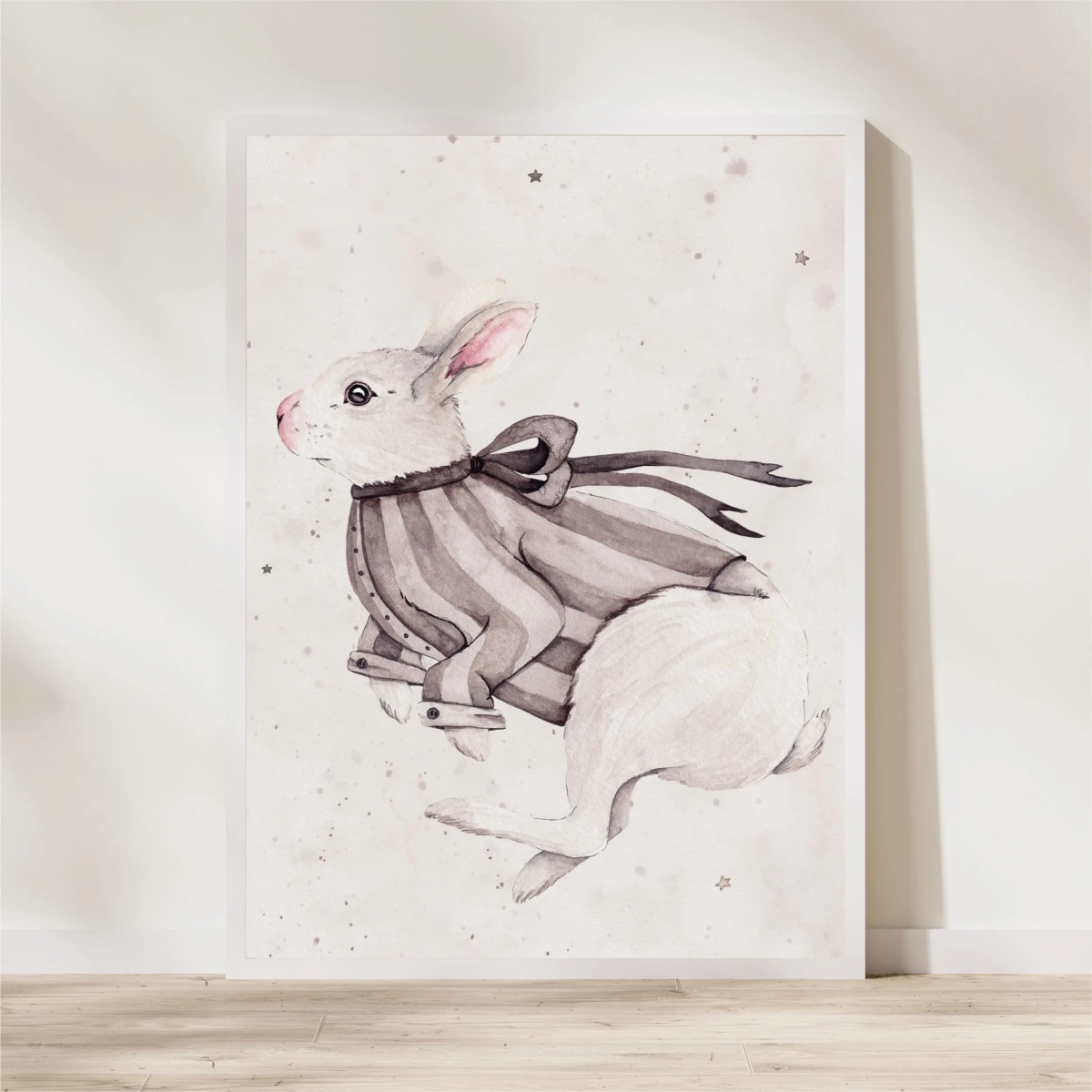 Plakat Króliczek w brązowej bluzeczce – dekoracja ścienna | Mała Pracownia