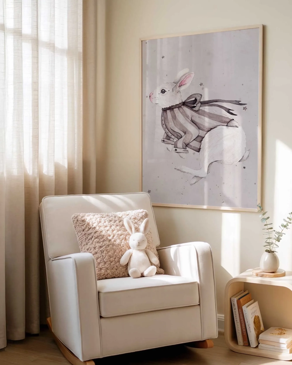 Króliczek w brązowej bluzeczce – plakat dla dzieci | Mała Pracownia