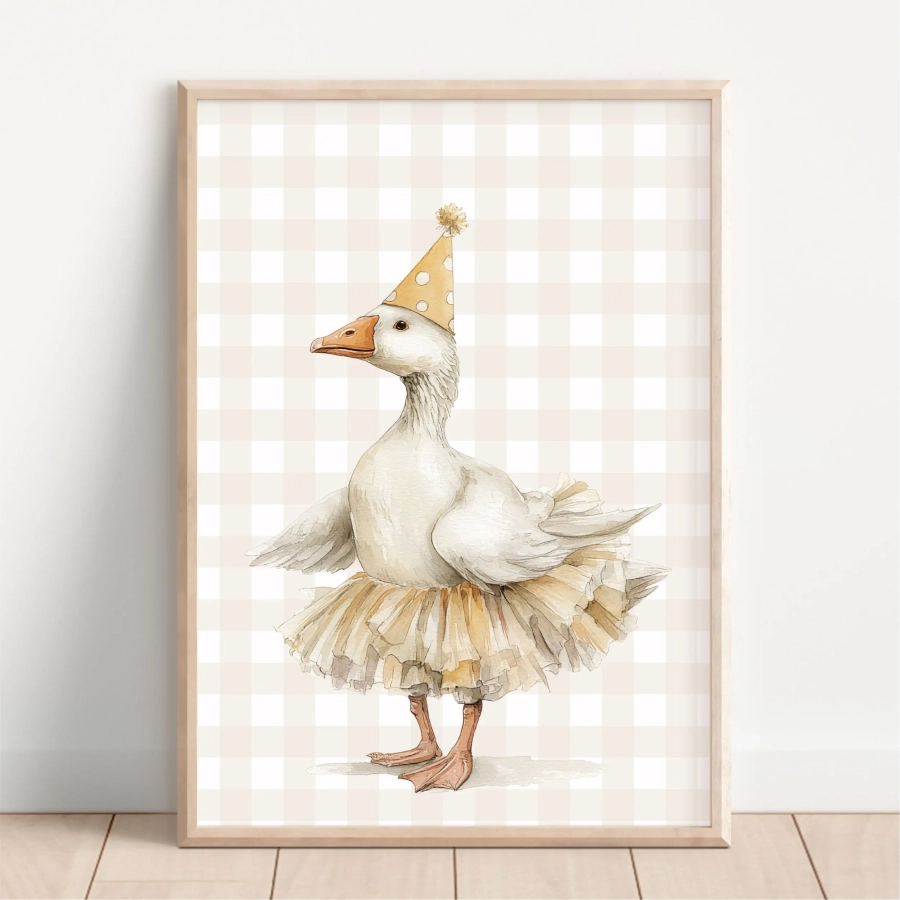 Plakat Gąska retro w czapeczce na ścianę dla dzieci – Mała Pracownia
