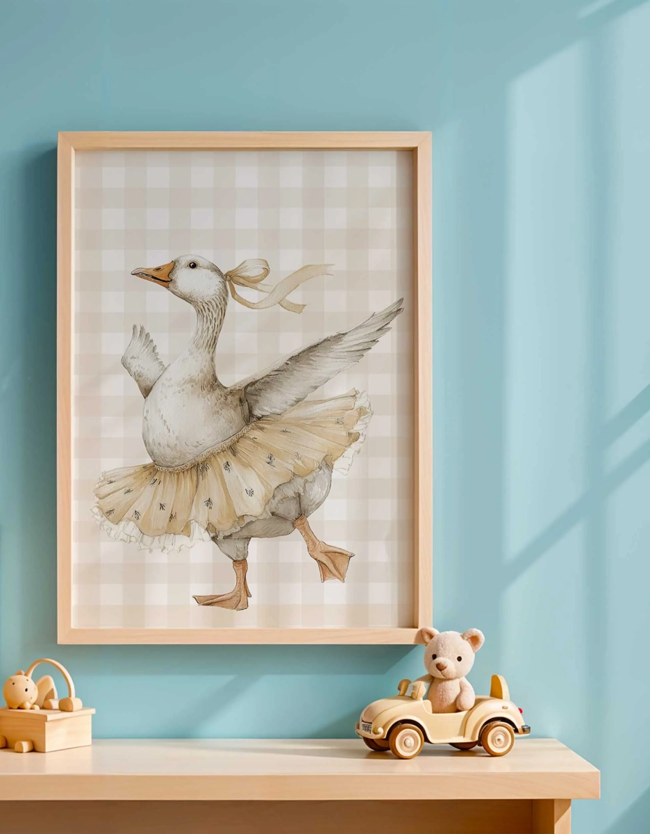 Plakat Gąska retro baletnica na ścianę dla dzieci – Mała Pracownia