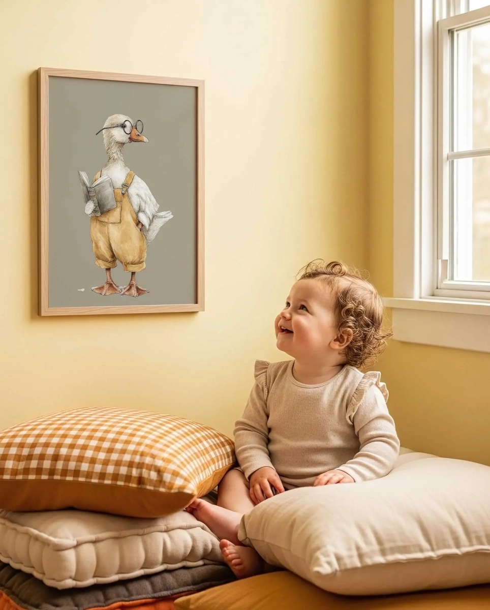 Plakat Gąska retro w okularach na ścianę dla dzieci – Mała Pracownia